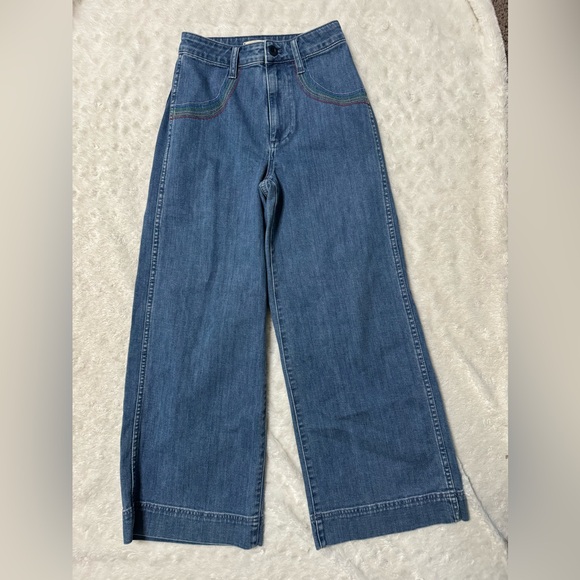 Madewell Emmett Wide-Leg Crop Rainbow Stitch Jeans - Picture 3 of 15
